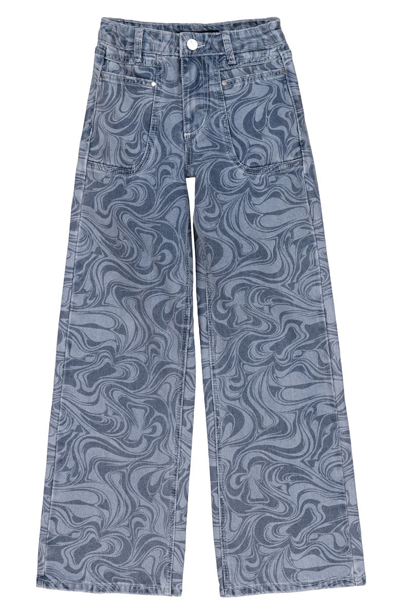 Joe's Jeans Kids' Bailey Print Patch Pocket Palazzo Wide Leg Jeans, Main, color, Blue Swirl