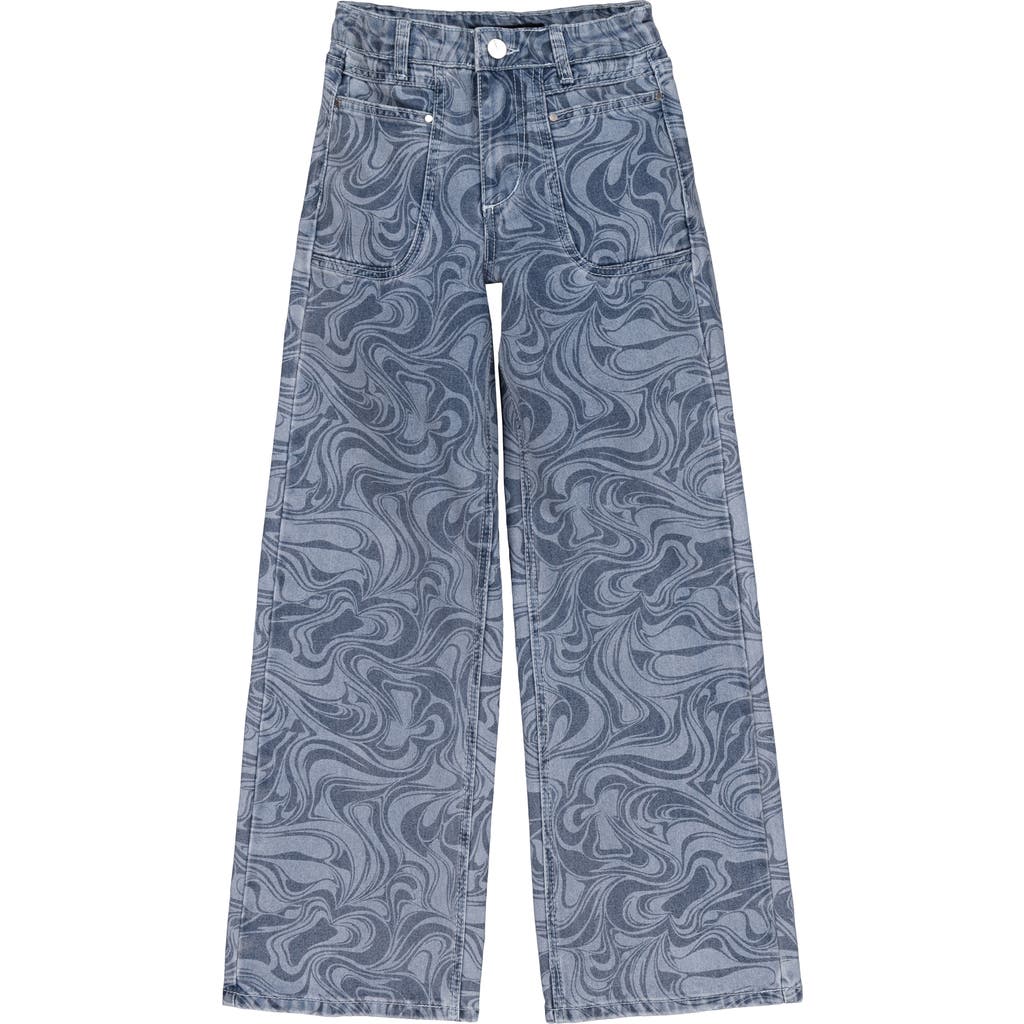 Joe's Jeans Kids' Bailey Print Patch Pocket Palazzo Wide Leg Jeans In Blue