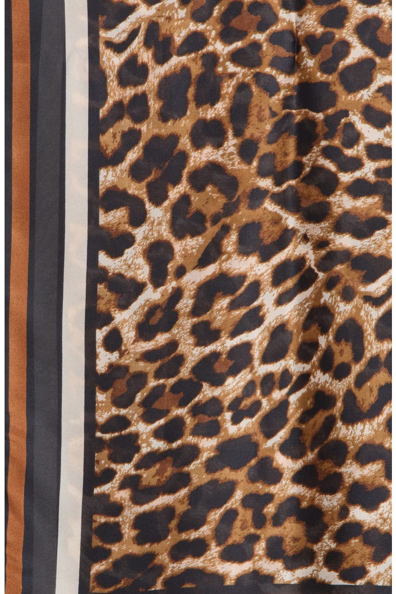 Leopard Chiffon Square Scarf, Alternate, color, BROWN