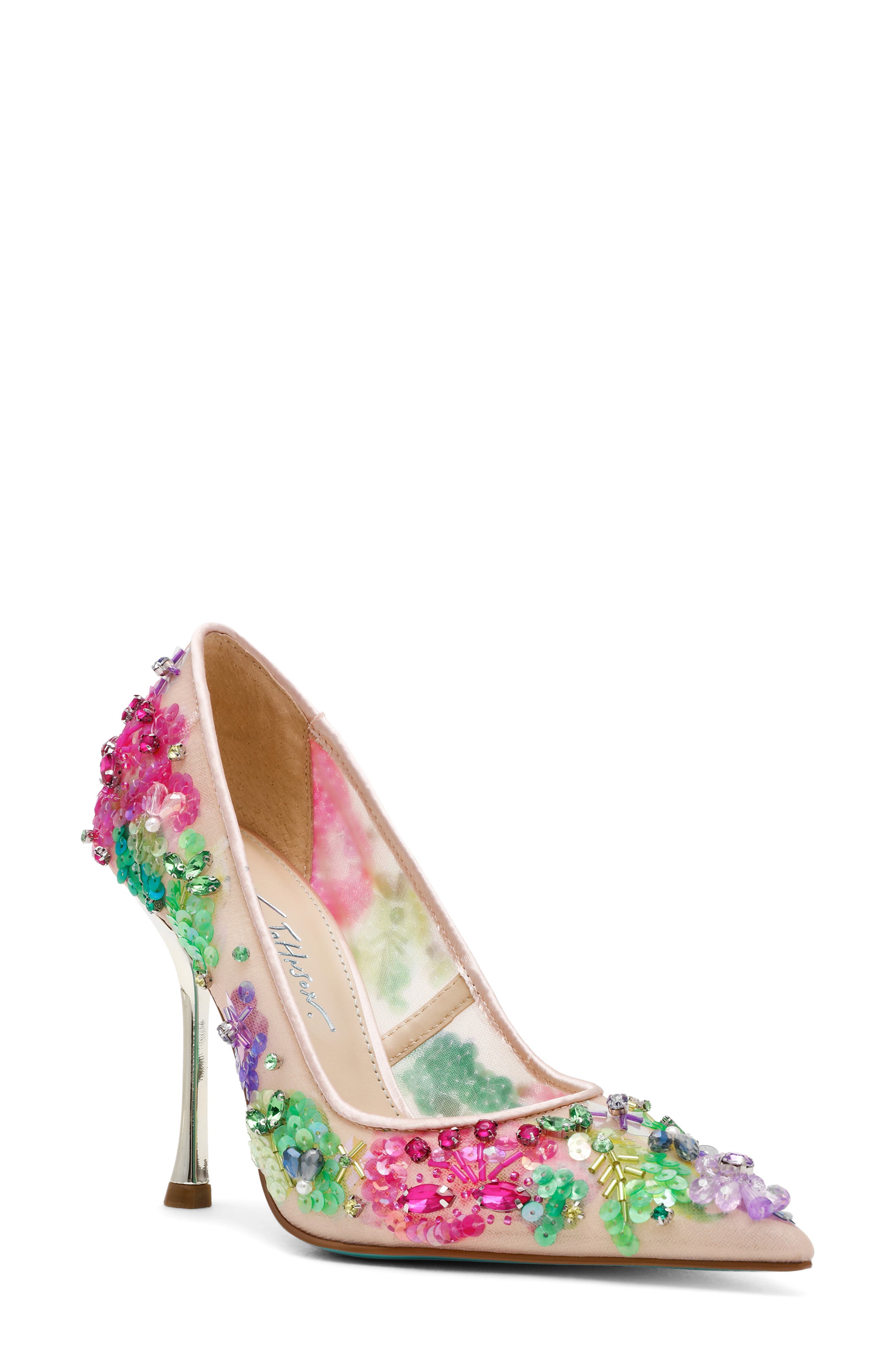 Betsey Johnson Netta Pointed Toe Pump, Main, color, Beige Multi