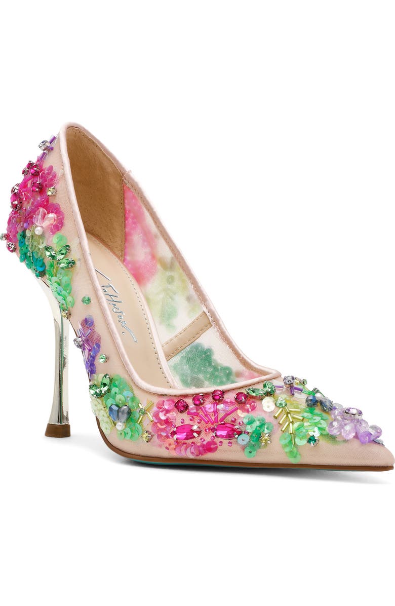 Betsey Johnson Netta Pointed Toe Pump, Main, color, Beige Multi