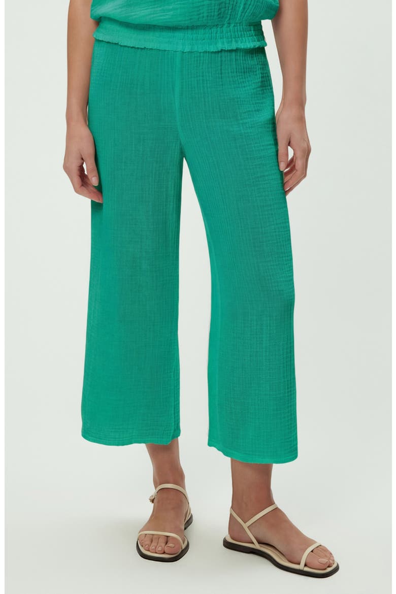 Medina Smocked Waist Wide Leg Pants, Main, color, MALDIVES GREEN