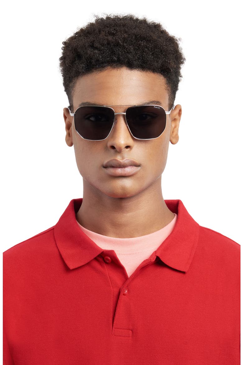 59mm Polarized Rectangular Sunglasses, Alternate, color, DARK RUTHEN/ GRAY POLAR