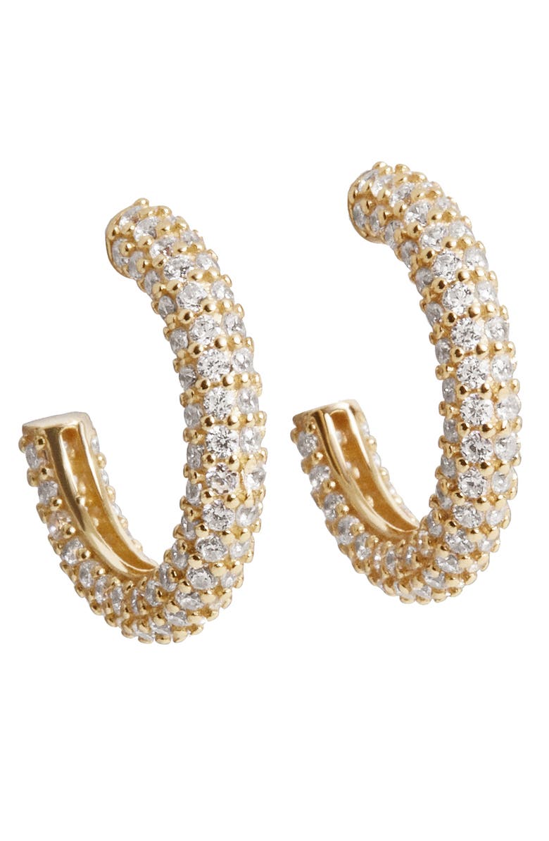 BaubleBar Nemi 18K Gold Vermeil Huggie Hoop Earrings, Main, color, 