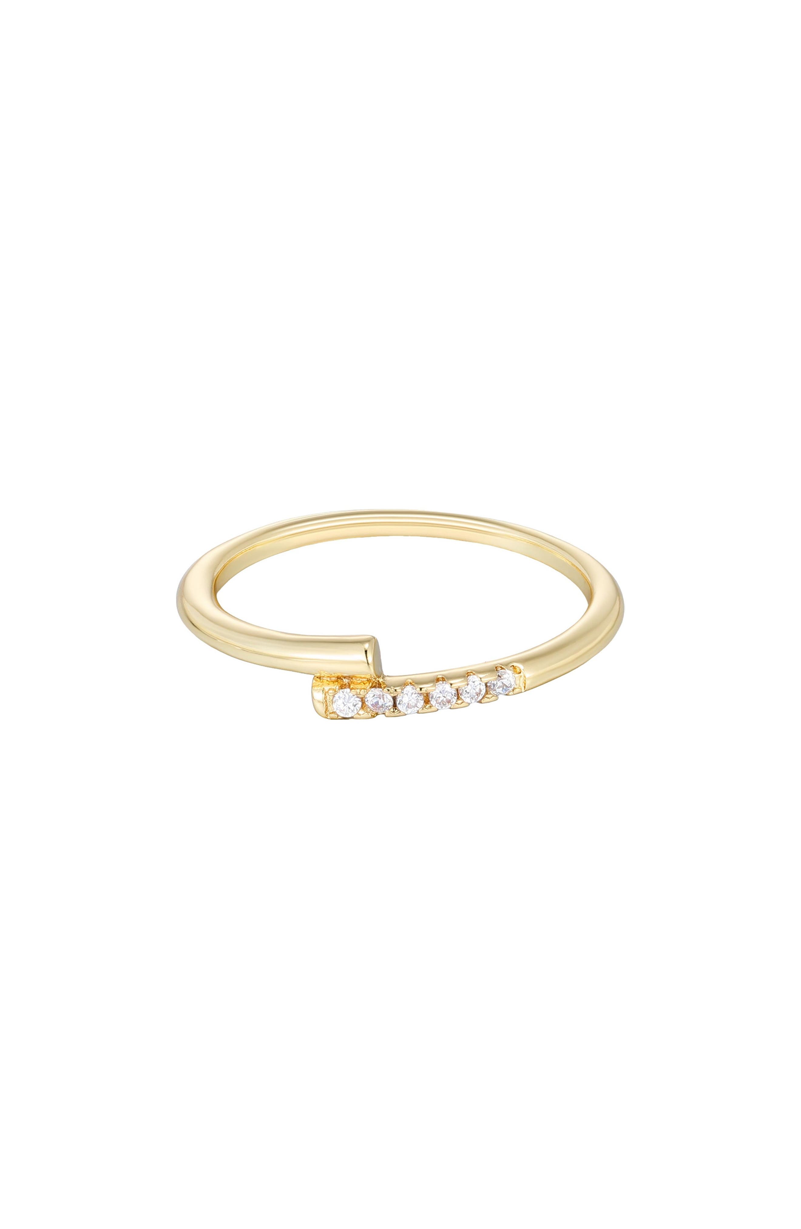 Adornia 14K Gold Plated Cubic Zirconia Bypass Ring