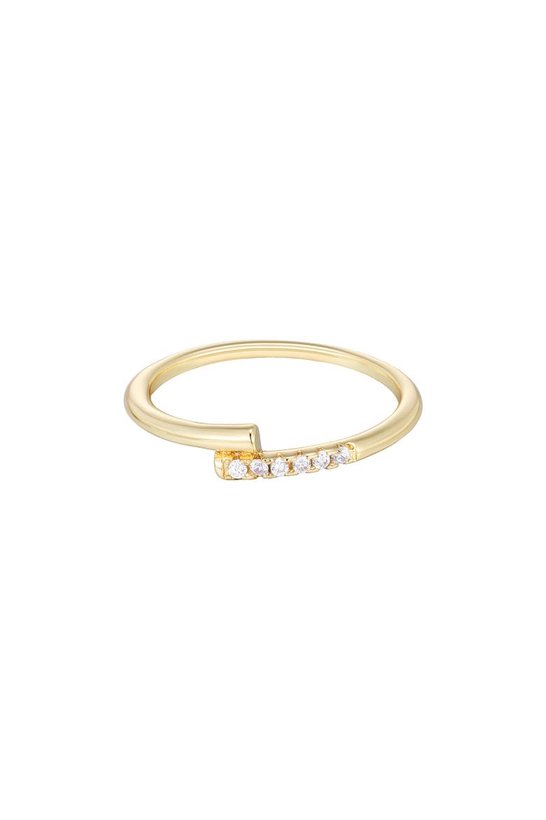 14K Gold Plated Cubic Zirconia Bypass Ring, Main, color, GOLD