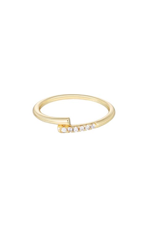 14K Gold Plated Cubic Zirconia Bypass Ring