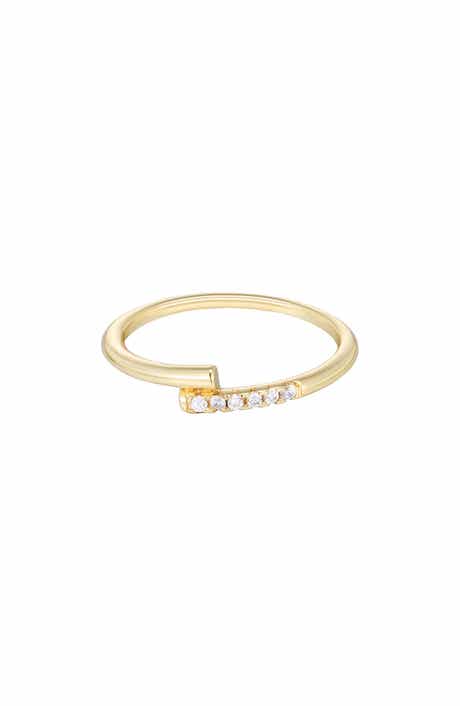 Adornia 14K Gold Plated Cubic Zirconia Bypass Ring