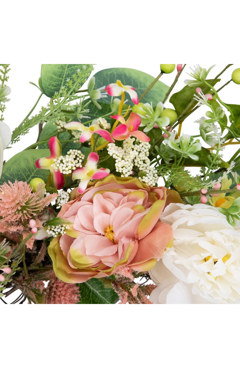 Northlight Rose and Hydrangea Floral Spring Wreath - 26" - Pink and Yellow, Alternate, color, Pink