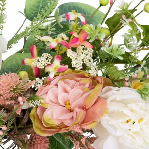 Northlight Rose And Hydrangea Floral Spring Wreath In Pink