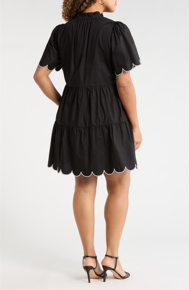 SUGARLIPS Kyra Poplin Tiered Scallop Minidress, Alternate, color, Black