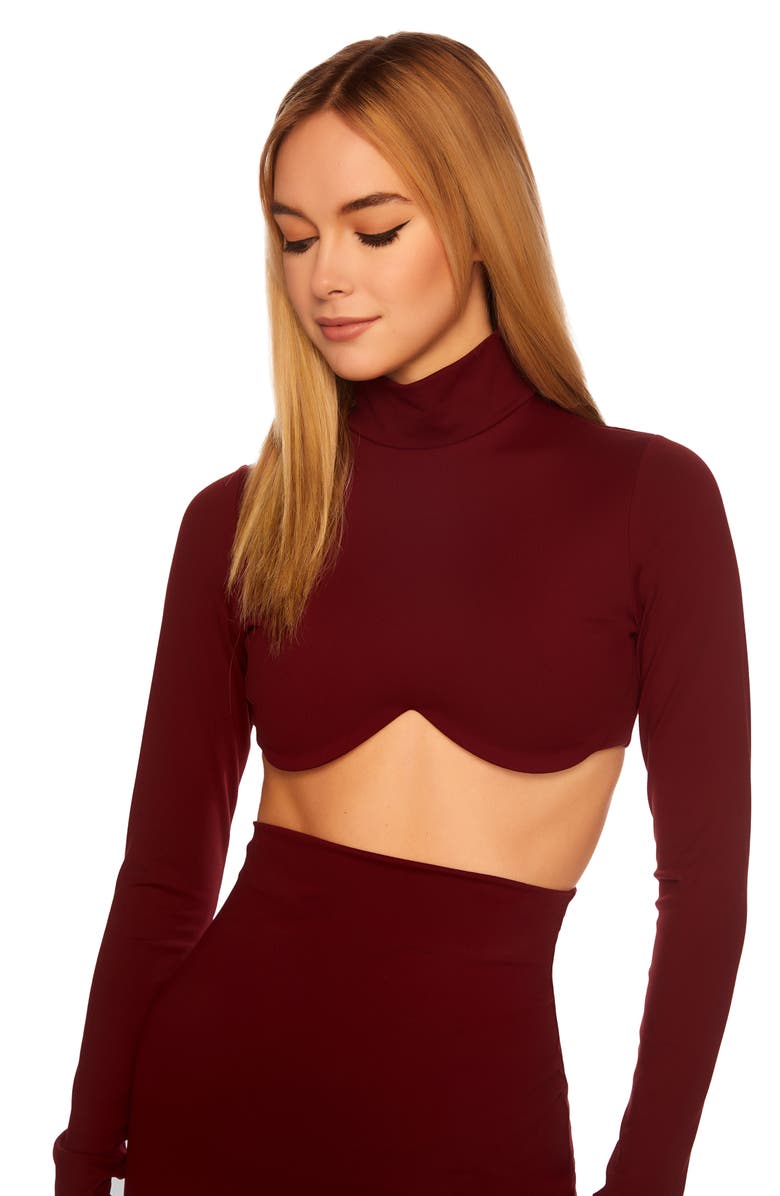 Susana Monaco Underwire Mock Neck Crop Top, Alternate, color, 