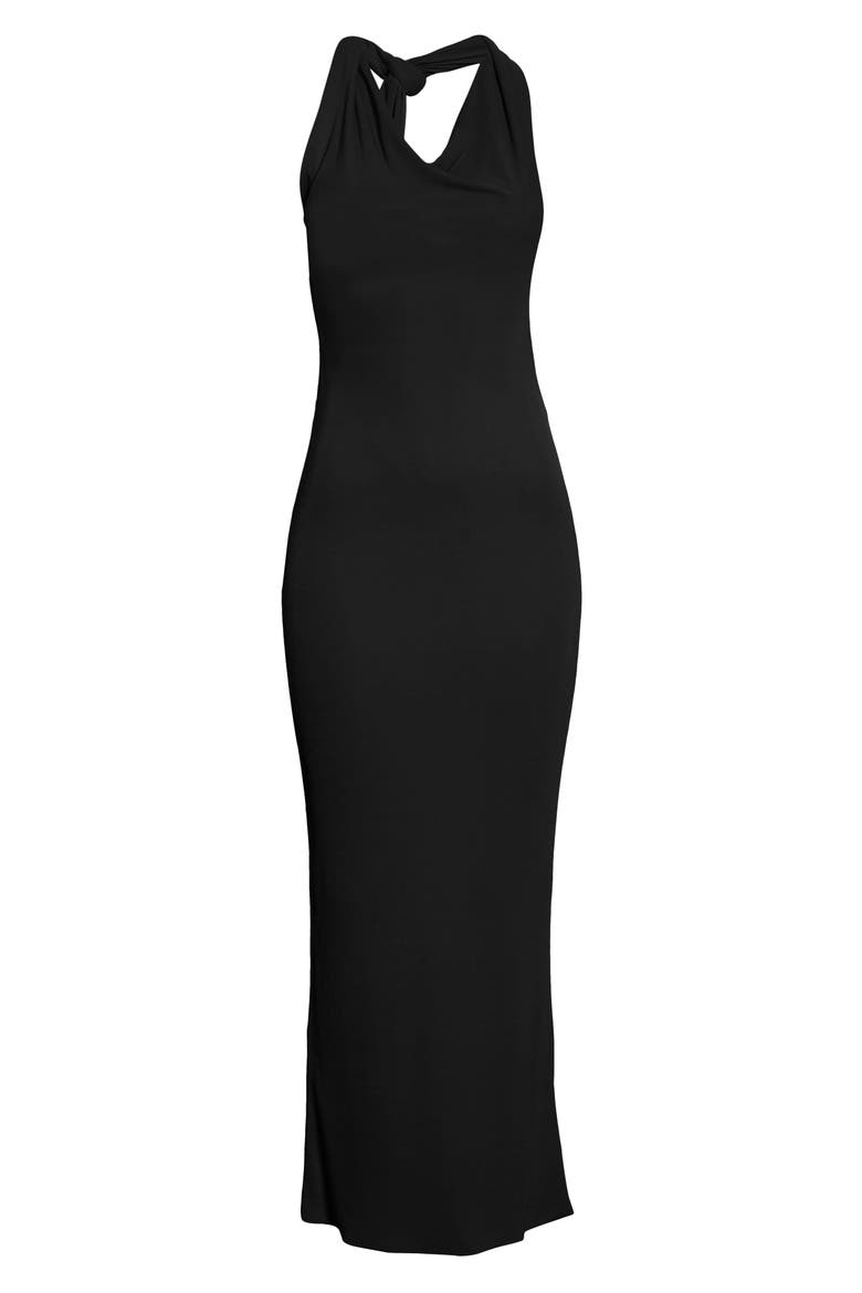 One-Shoulder Maxi Cocktail Dress, Alternate, color, BLACK
