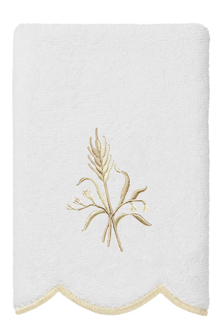Whitney Scalloped 3-Piece Embellished Towel Set, Alternate, color, WHITE/ BEIGE