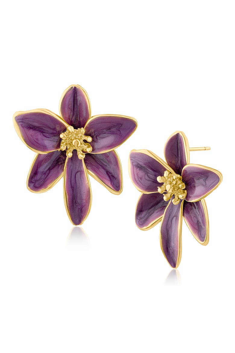 Iris Flower Drop Earrings (Nordstrom Exclusive), Main, color, PURPLE/ GOLD