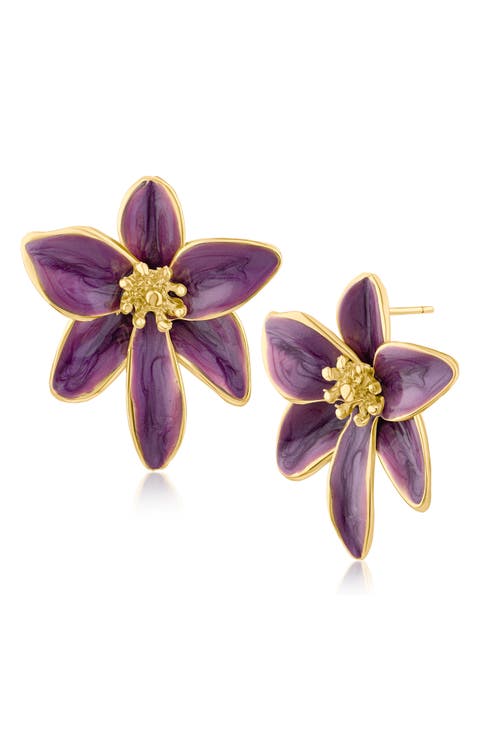 Iris Flower Drop Earrings