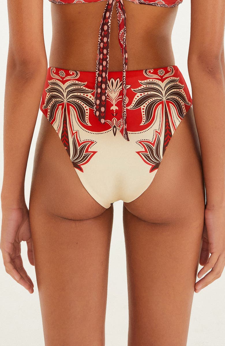 FARM Rio Ainika High Leg High Waist Bikini Bottoms, Alternate, color, Red