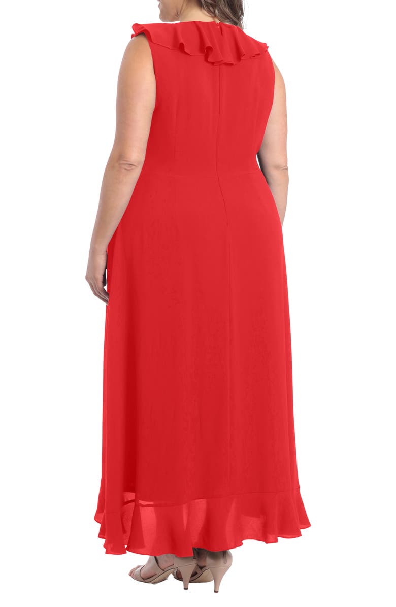 London Times Ruffle Sleeveless Faux Wrap Maxi Dress, Alternate, color, 