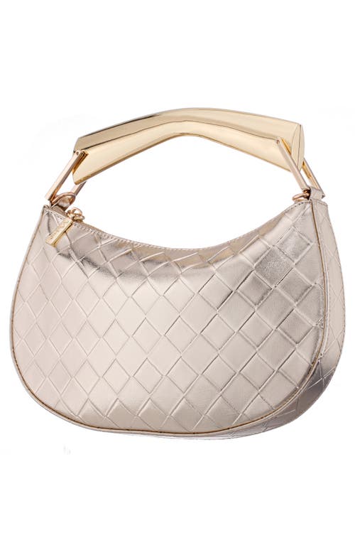 Nina Cory Diamond Quilted Faux Leather Top Handle Bag In Platino