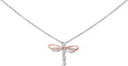 Haus of Brilliance 14K Rose Gold Plated Sterling Silver 1/10 Cttw Diamond Dragonfly Pendant Necklace