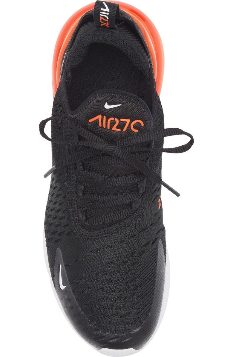 Nike Kids' Air Max 270 Sneaker, Alternate, color, Black/ White/ Orange
