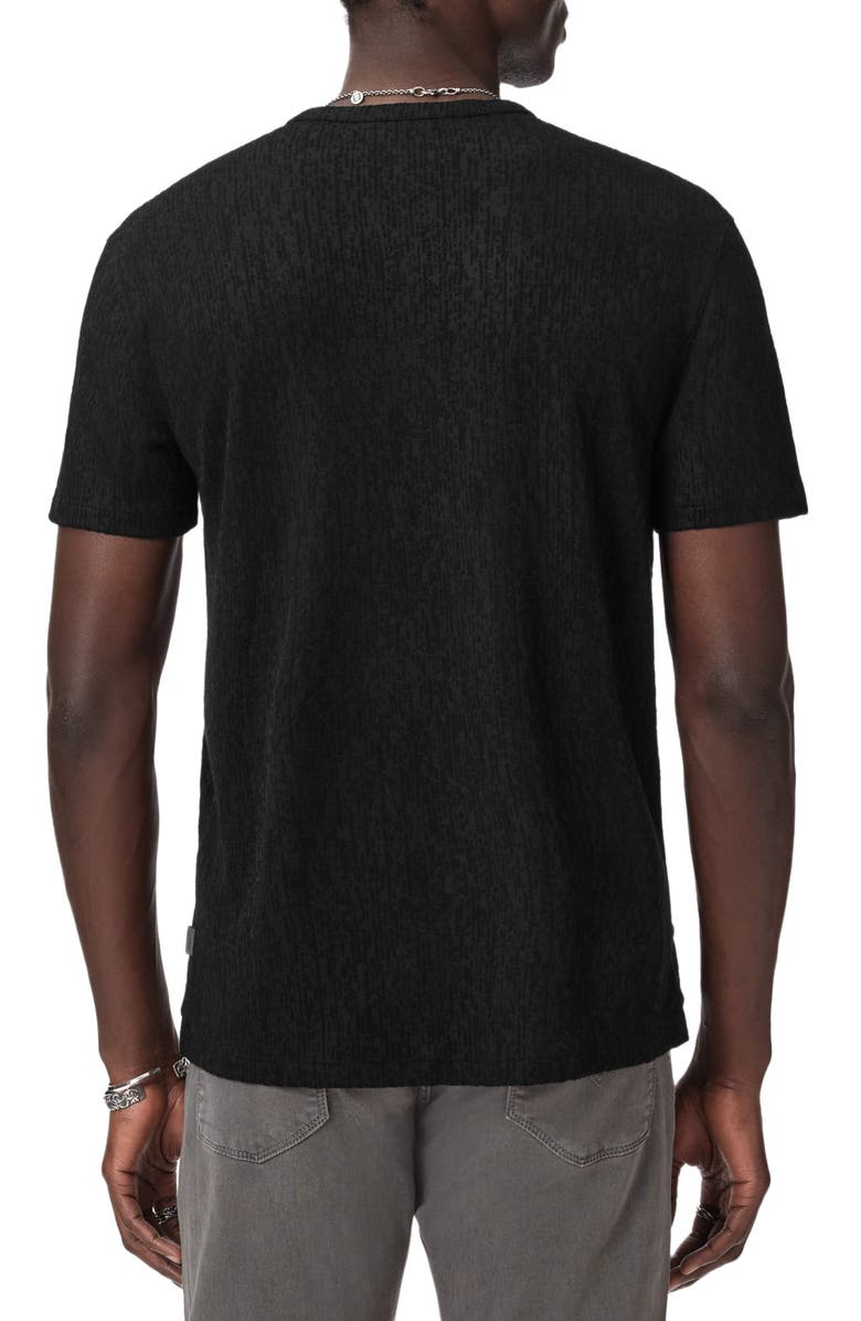 John Varvatos Egon Texture Knit Short Sleeve Henley, Alternate, color, Black