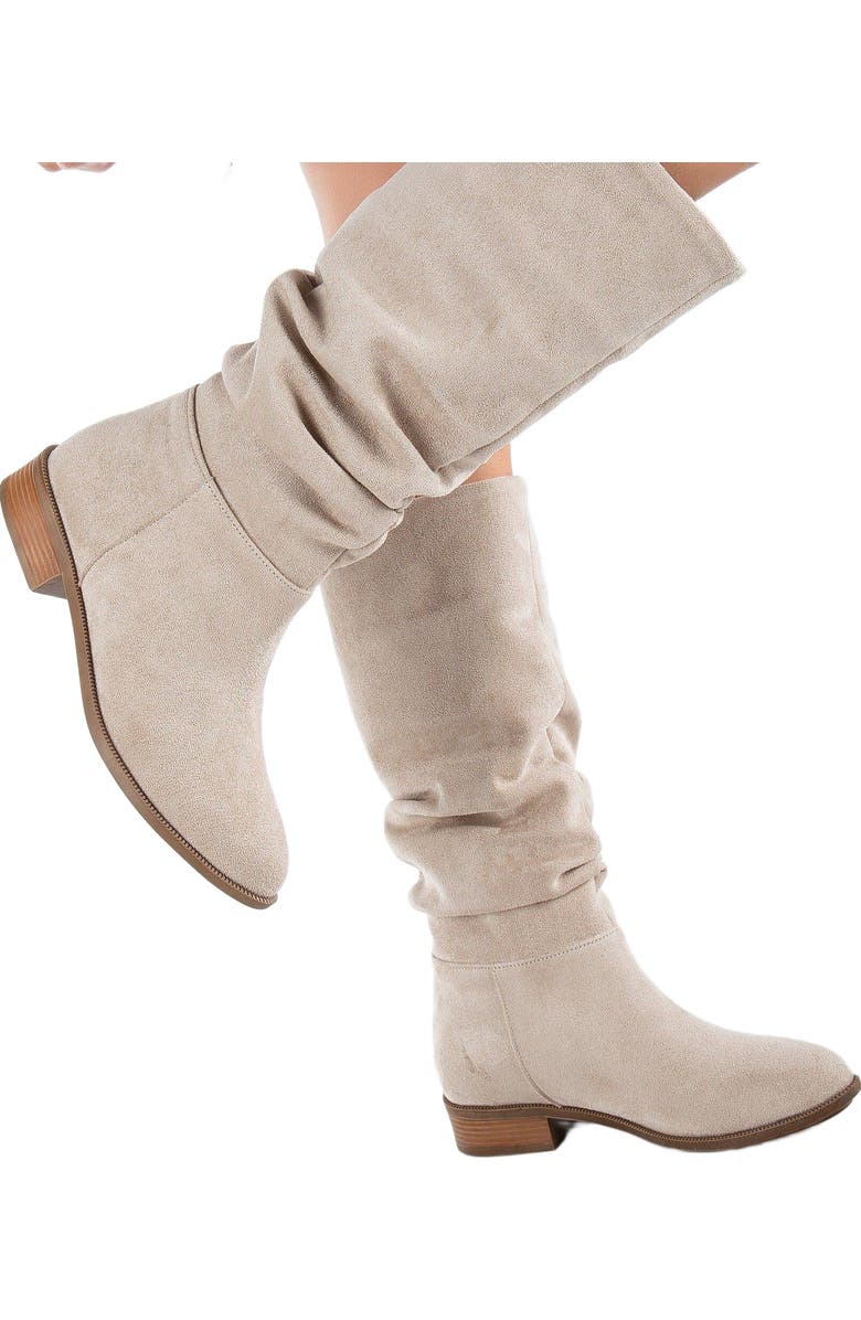Forever & Always Shoes Maribel Knee High Slouch Boots, Alternate, color, Beige Suede