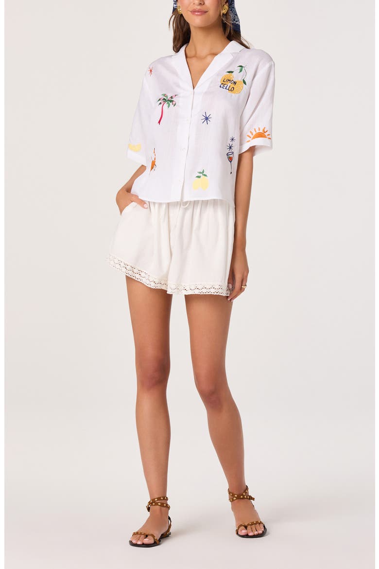 Vesa Embroidered Detail Button-Up Shirt, Alternate, color, WHITE TROPICAL MULTI