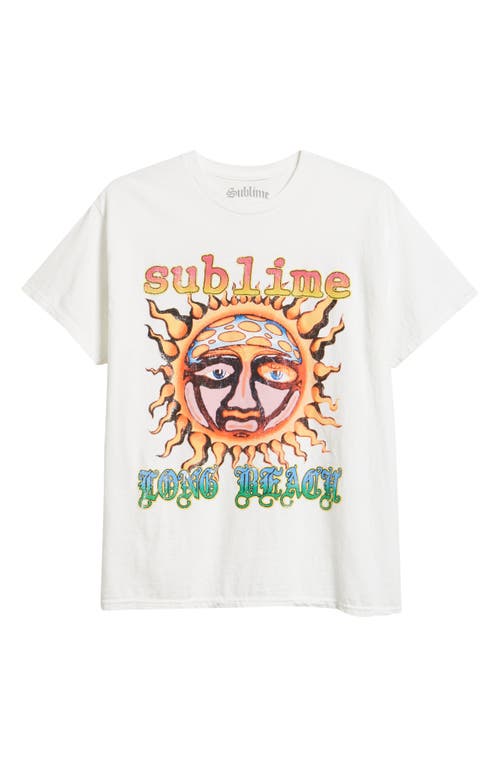 Merch Traffic Sublime Long Beach Sun 1993 Cotton Graphic T-shirt In White