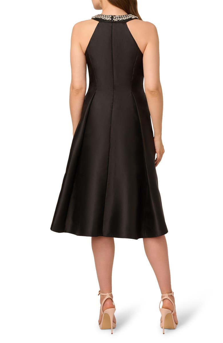 Adrianna Papell Beaded Mikado Cocktail Dress, Alternate, color, Black