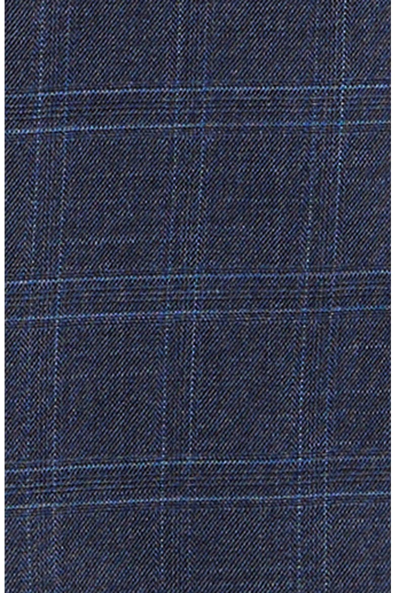 Kids' Skinny Fit Navy Plaid Suit, Alternate, color, BLUE