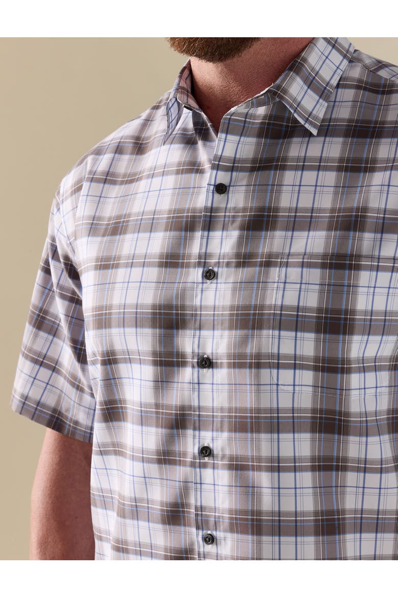 Big & Tall Multi Plaid Microfiber Sport Shirt, Alternate, color, GREY