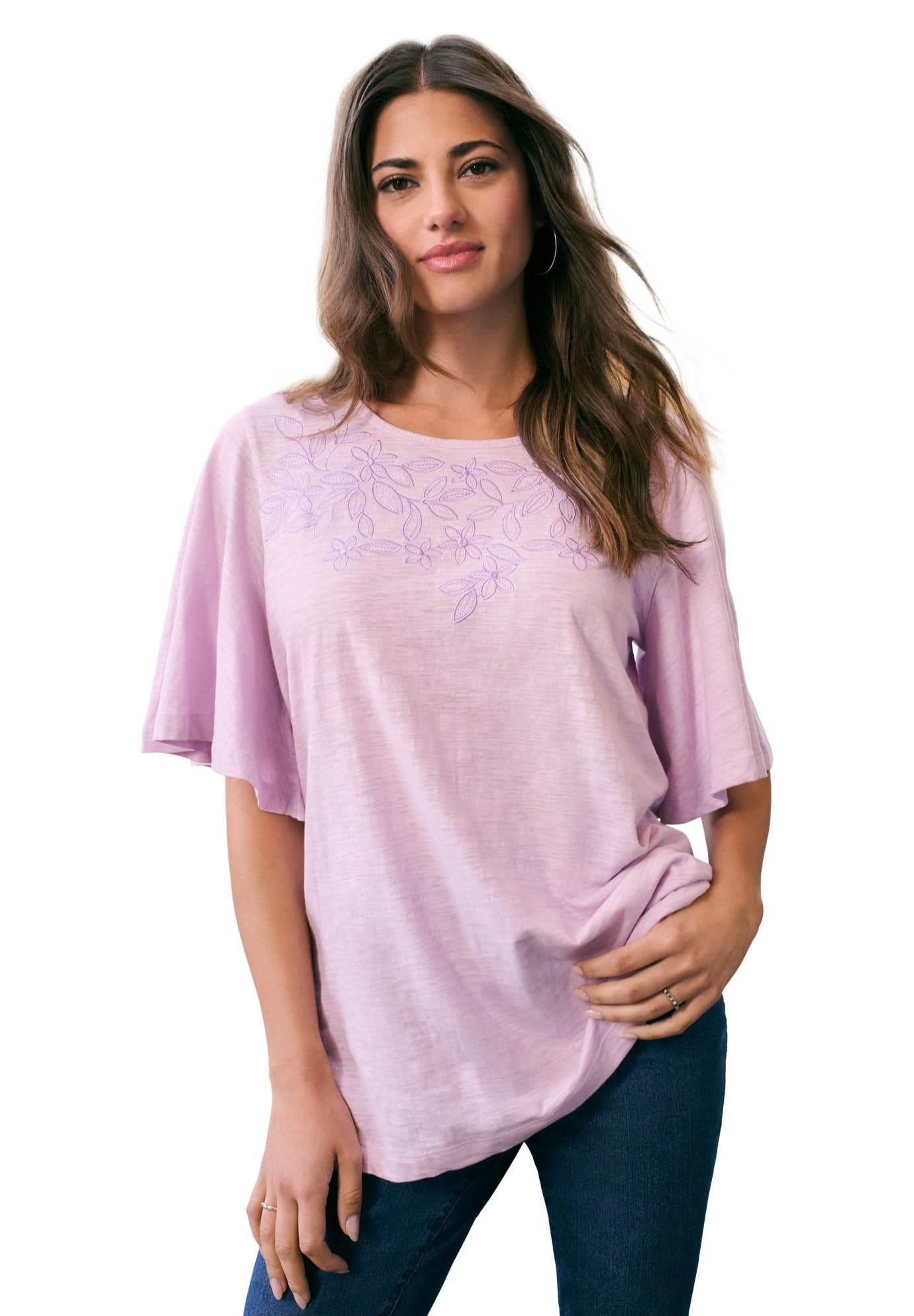 LAVENDER EMBROIDERED FLOWERS