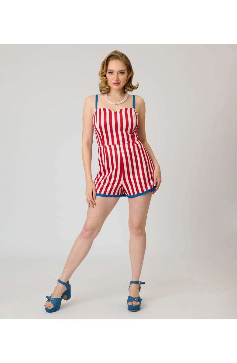 Unique Vintage 1960s Ossining Romper, Main, color, Red & White Stripe