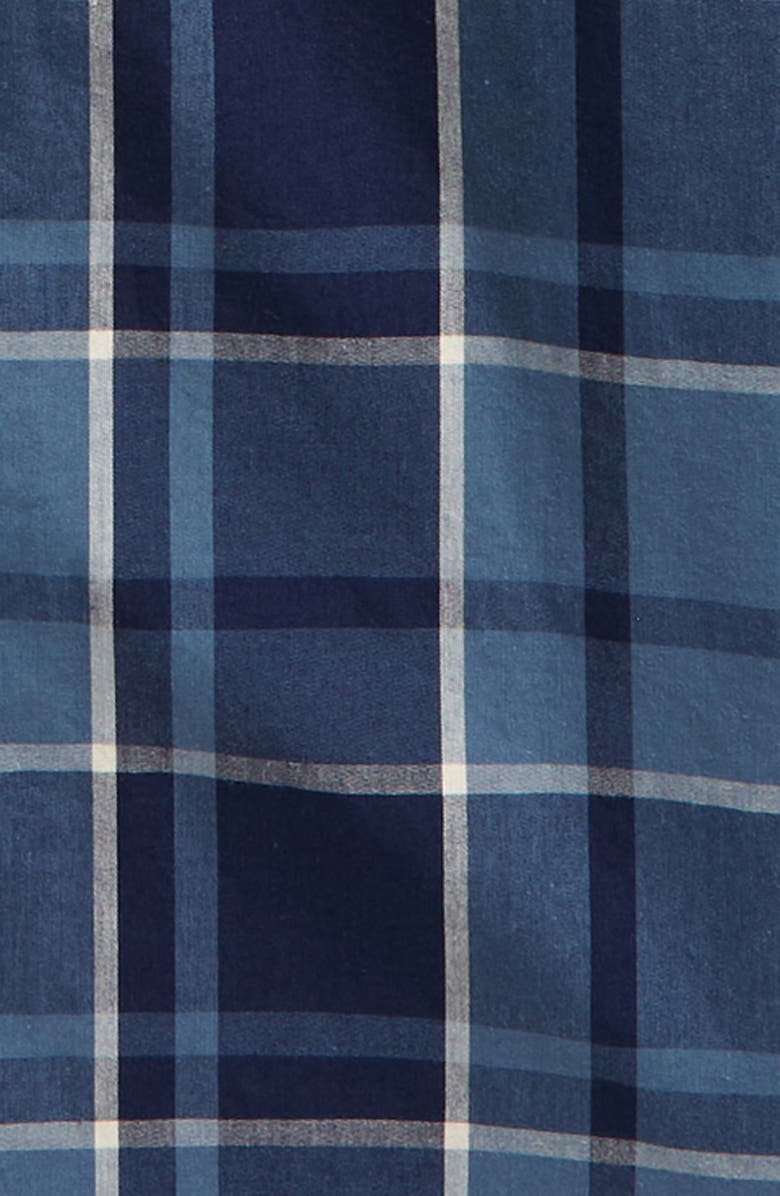Nordstrom Kids' Stripe Poplin Button-Up Shirt, Alternate, color, Navy Peacoat Plaid