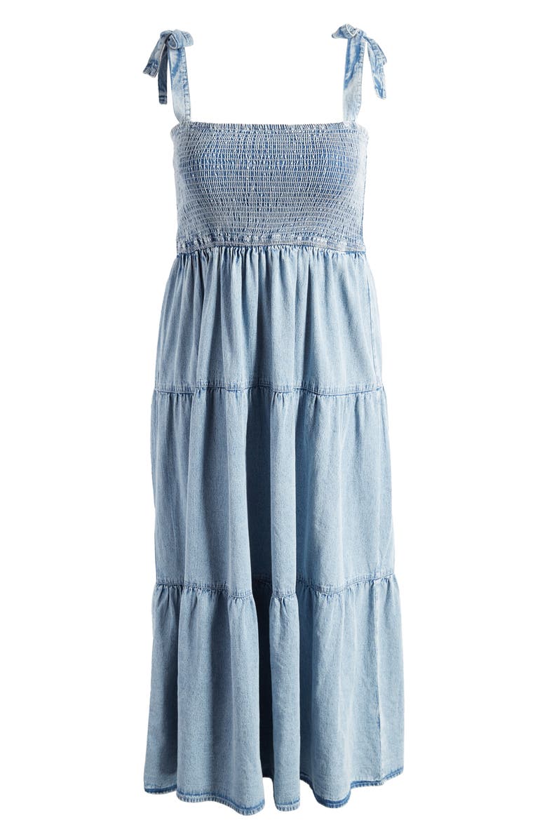 River Island Loci Denim Maxi Sundress, Alternate, color, Denim