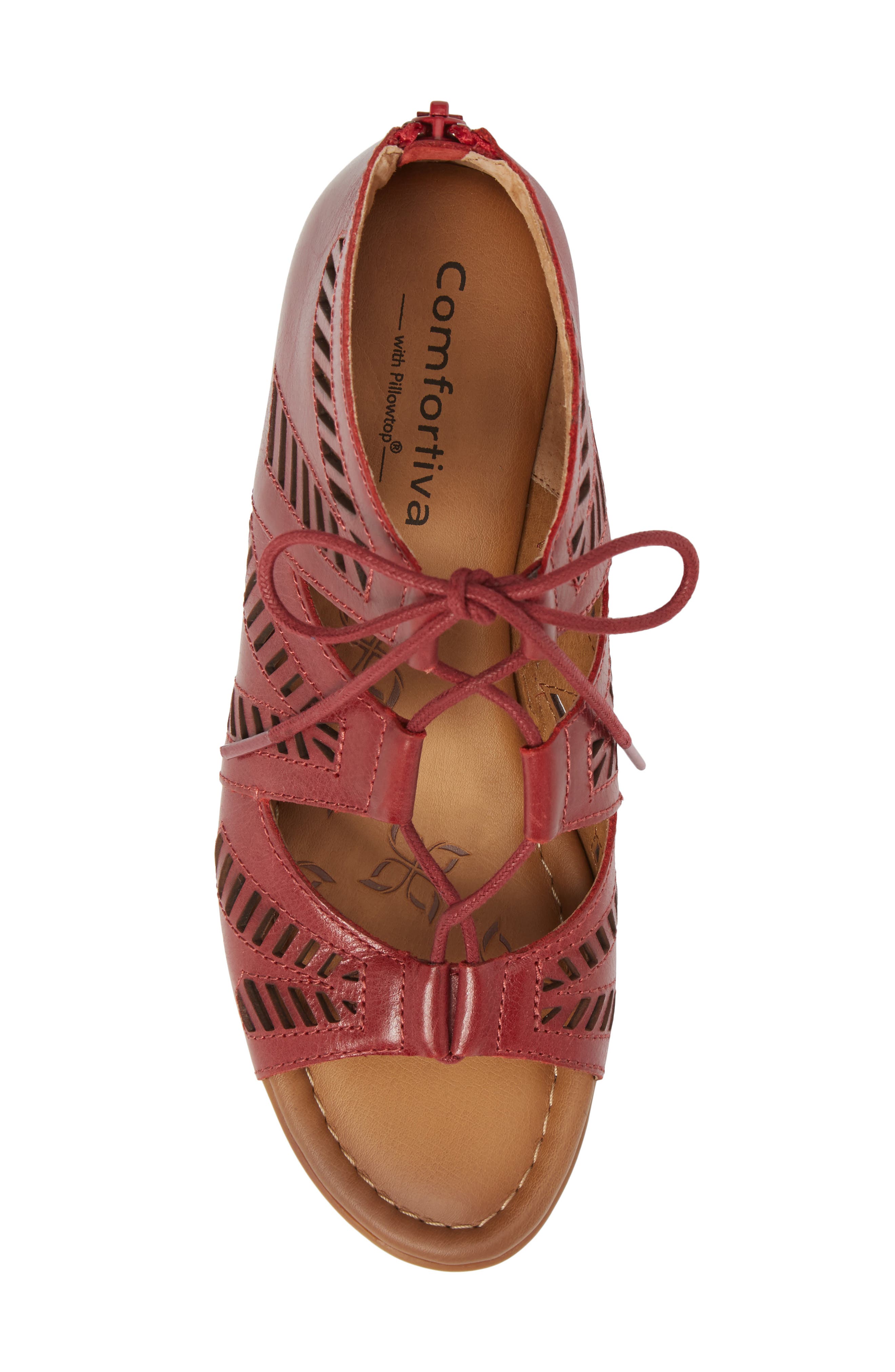 Riley Ghillie Sandal, Alternate, color, CHERRY RED LEATHER