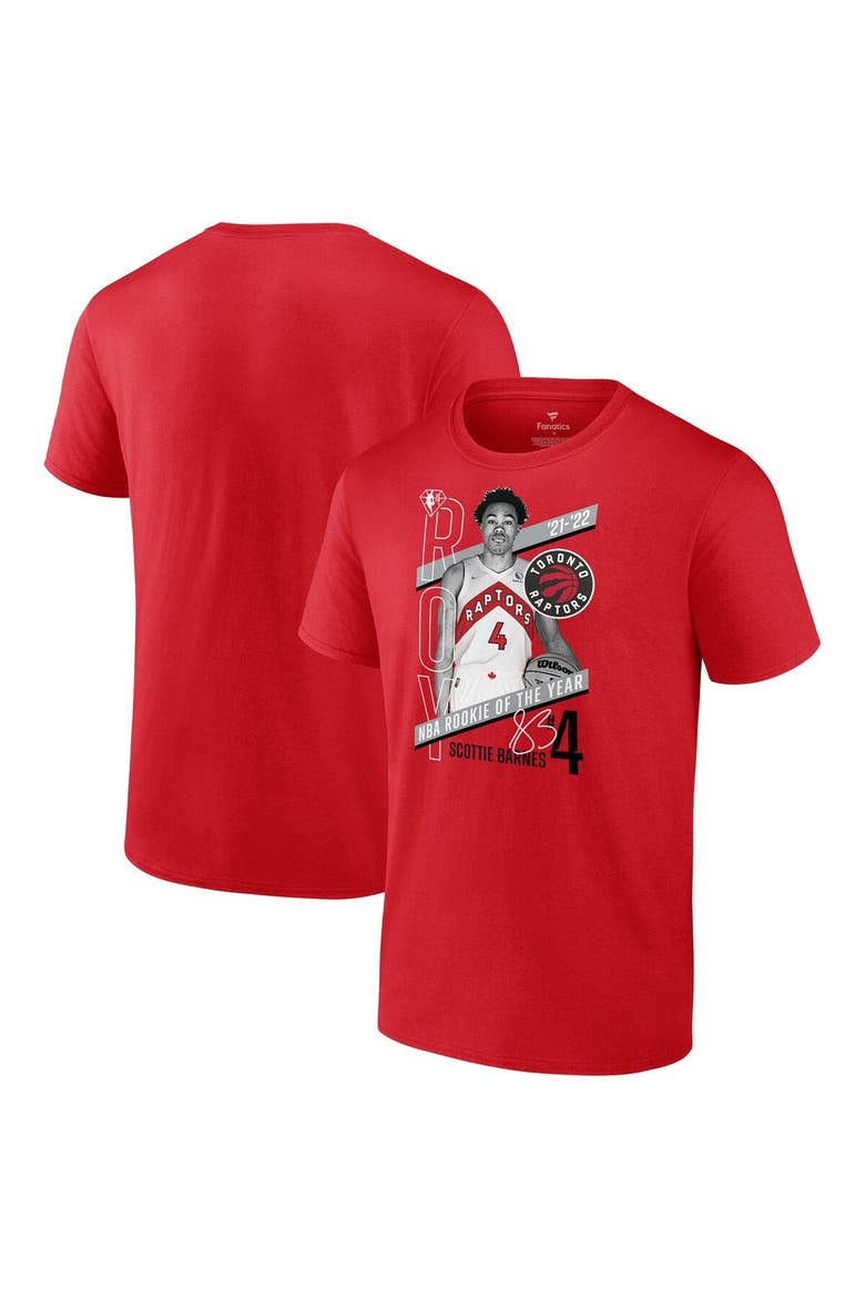 Men's Fanatics Branded Scottie Barnes Red Toronto Raptors 2022 NBA Rookie of the Year T-Shirt, Main, color, Red