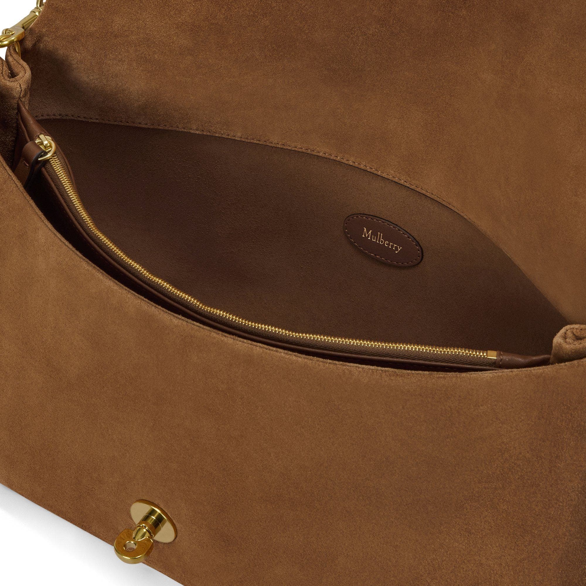 Large Delilah Suede Flap Bag, Alternate, color, Vintage Oak