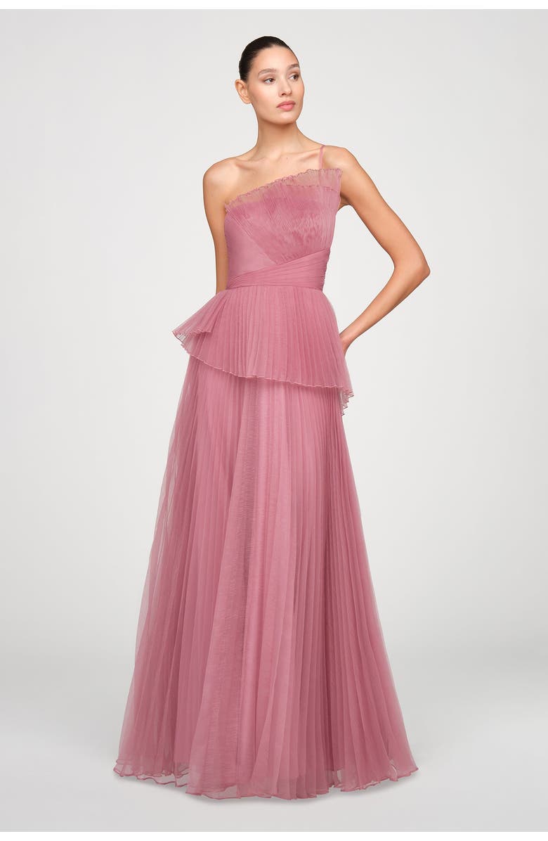 Theia Delphine Pleated Organza Gown, Alternate, color, Dusk