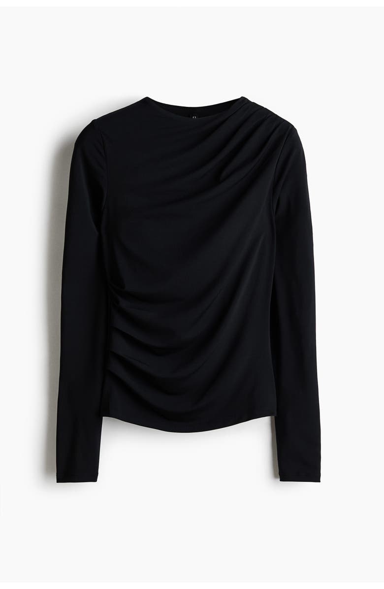 H&M Draped Top, Alternate, color, Black