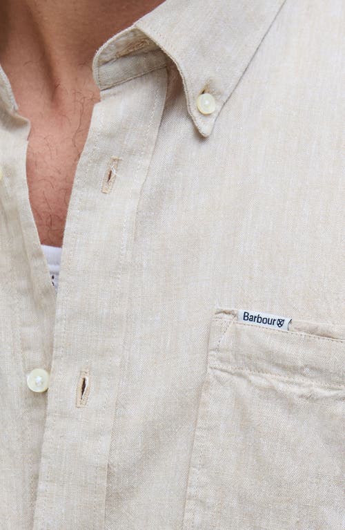 Barbour Slub Linen & Cotton Button-down Shirt In Stone
