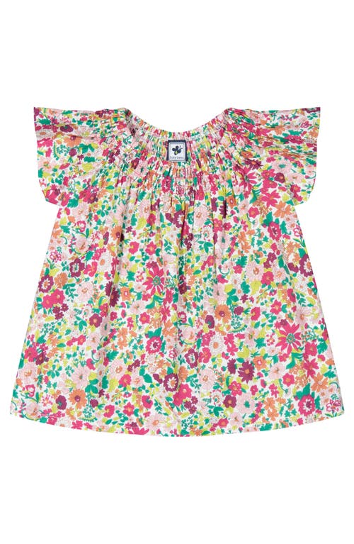 BUSY BEES BUSY BEES MOLLY SMOCKED TOP FUCHSIA FLORAL