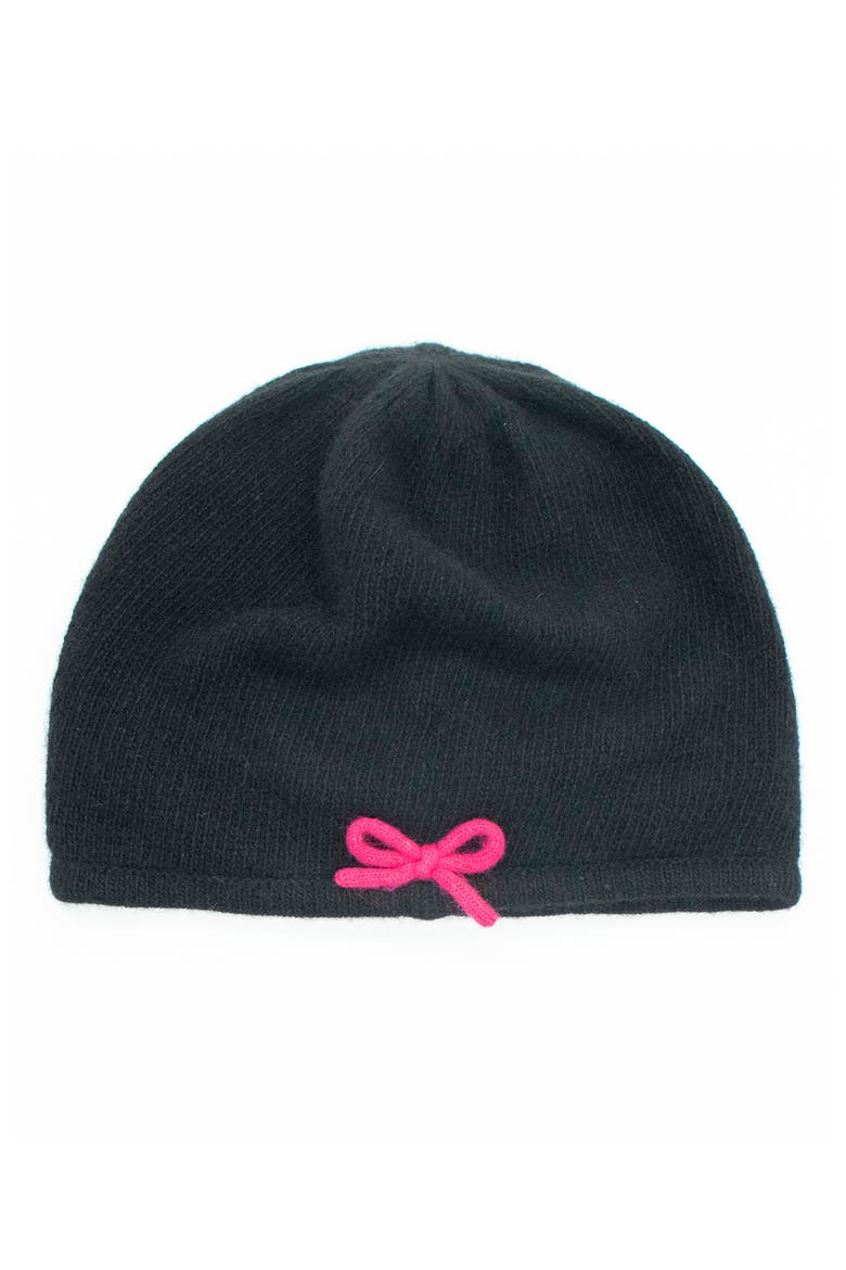 Bow Beanie, Main, color, BLACK/ HOT PINK