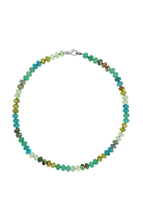 Shop Sheryl Lowe Green Mix 8mm Bead Necklace In Green Mix/sterling Silver