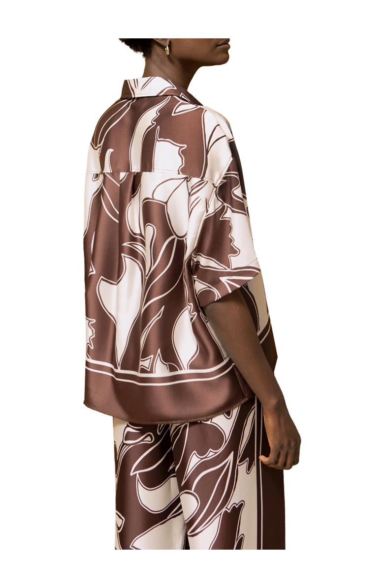 Ro&Zo Swirl Collared Placement Blouse, Alternate, color, Brown