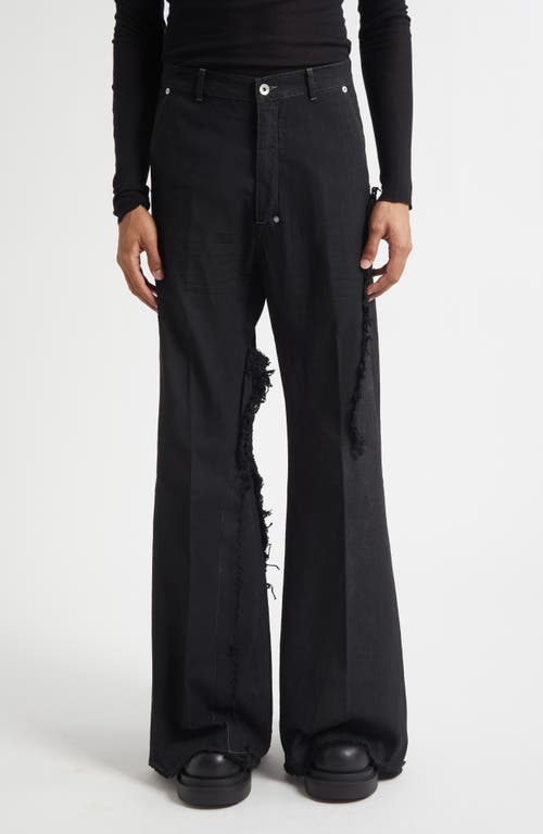 Rick Owens Joris Mixed Media Bootcut Jeans In Black