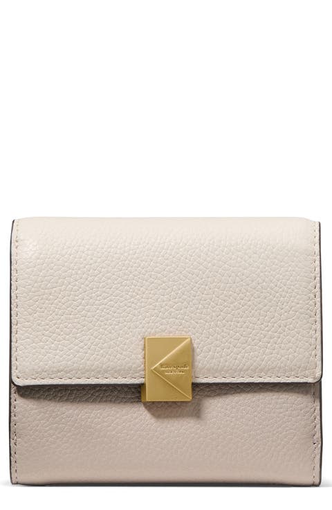 deco colorblock pebble leather trifold wallet