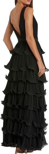 Mac Duggal Sleeveless Ruffle Tiered V Neck Gown | Nordstrom
