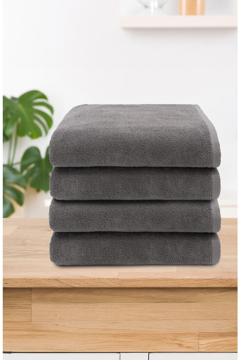 3-Pack Ediree Cotton Bath Towel Set, Alternate, color, CHARCOAL